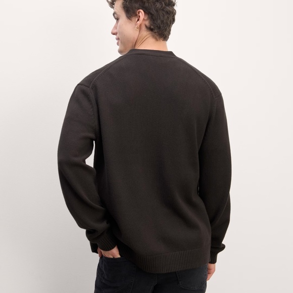Everlane The Classic Cardigan in Everyday Cotton in Black, Size Medium - Picture 5 of 12